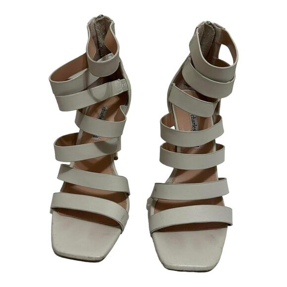 Charles David Velma‎ White Caged Leather Strappy Heels Sandals Size 7.5 - Picture 2 of 8